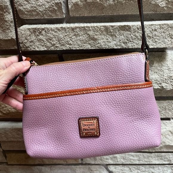 Dooney & Bourke Pebble Grain Katie Crossbody Purple Mauve Brown Leather Bag - Picture 5 of 12